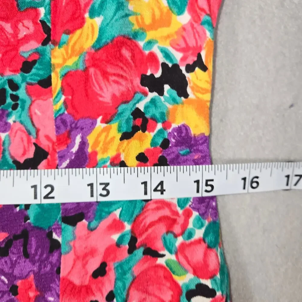 Vintage‎ The Original Womens Medium Button Front Dress Floral 80s Cottagecore